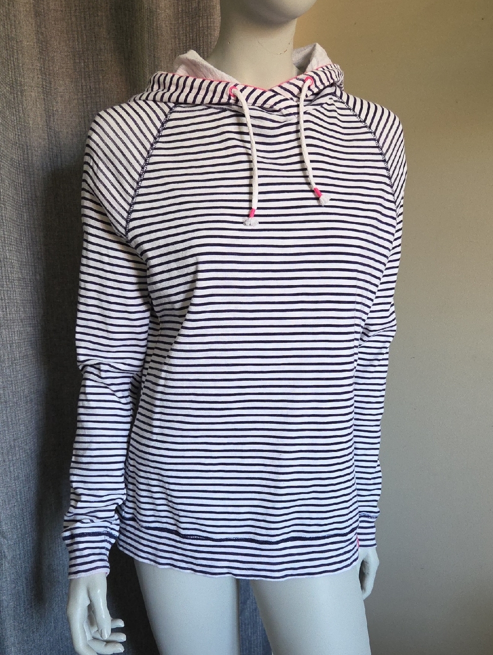 Joules 100% Cotton Navy & White Striped Hoodie